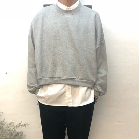 크롭맨투맨 3color(검정.회색.주황) 남자 티셔츠 맨투맨