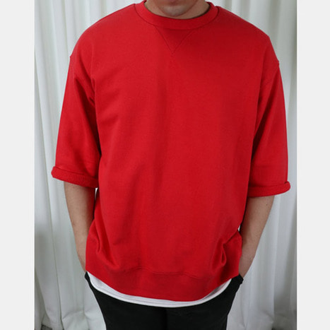 7부 데끼맨투맨 5color(블랙.그레이.오트밀.보라.빨강) 남자 긴팔티 티셔츠 맨투맨 스웻셔츠